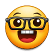 excited smiling emoji wearing glasses