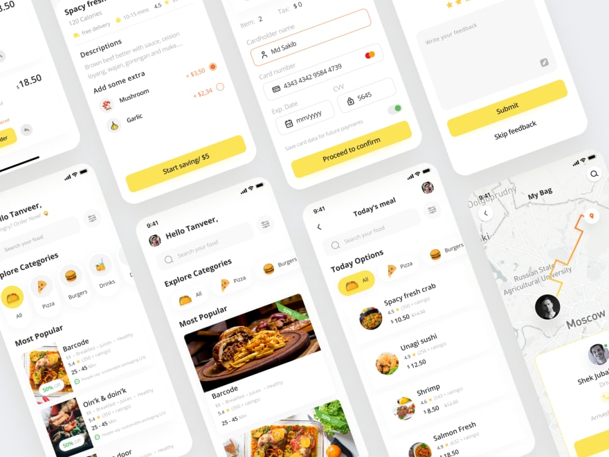 by [Md Sakib](https://dribbble.com/shots/16950838-Food-Delivery-service-app-Food-search-Order-process)