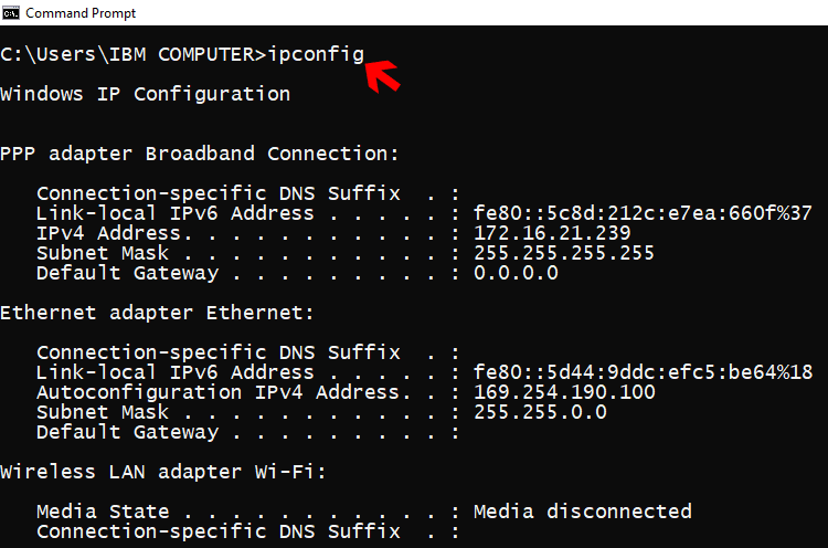 useful command prompt commands for networking