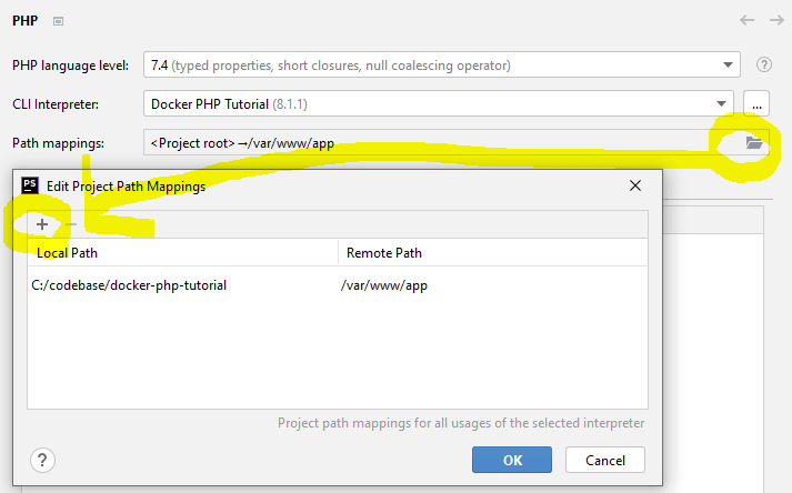 PhpStorm path mappings for the CLI interpreter