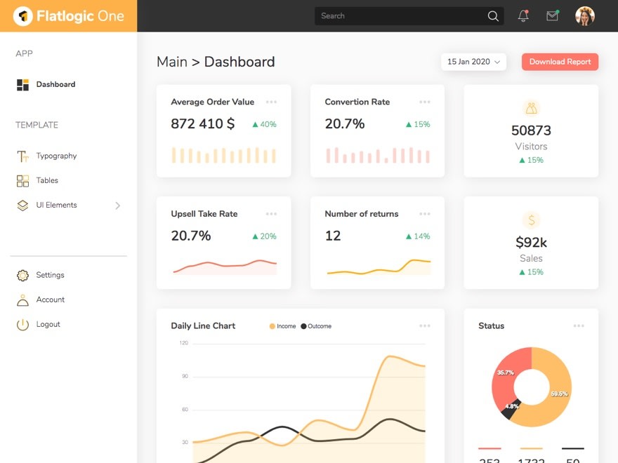 قالب Flatlogic برای React