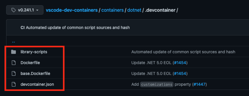 vscode-dev-containers devcontainer director contents