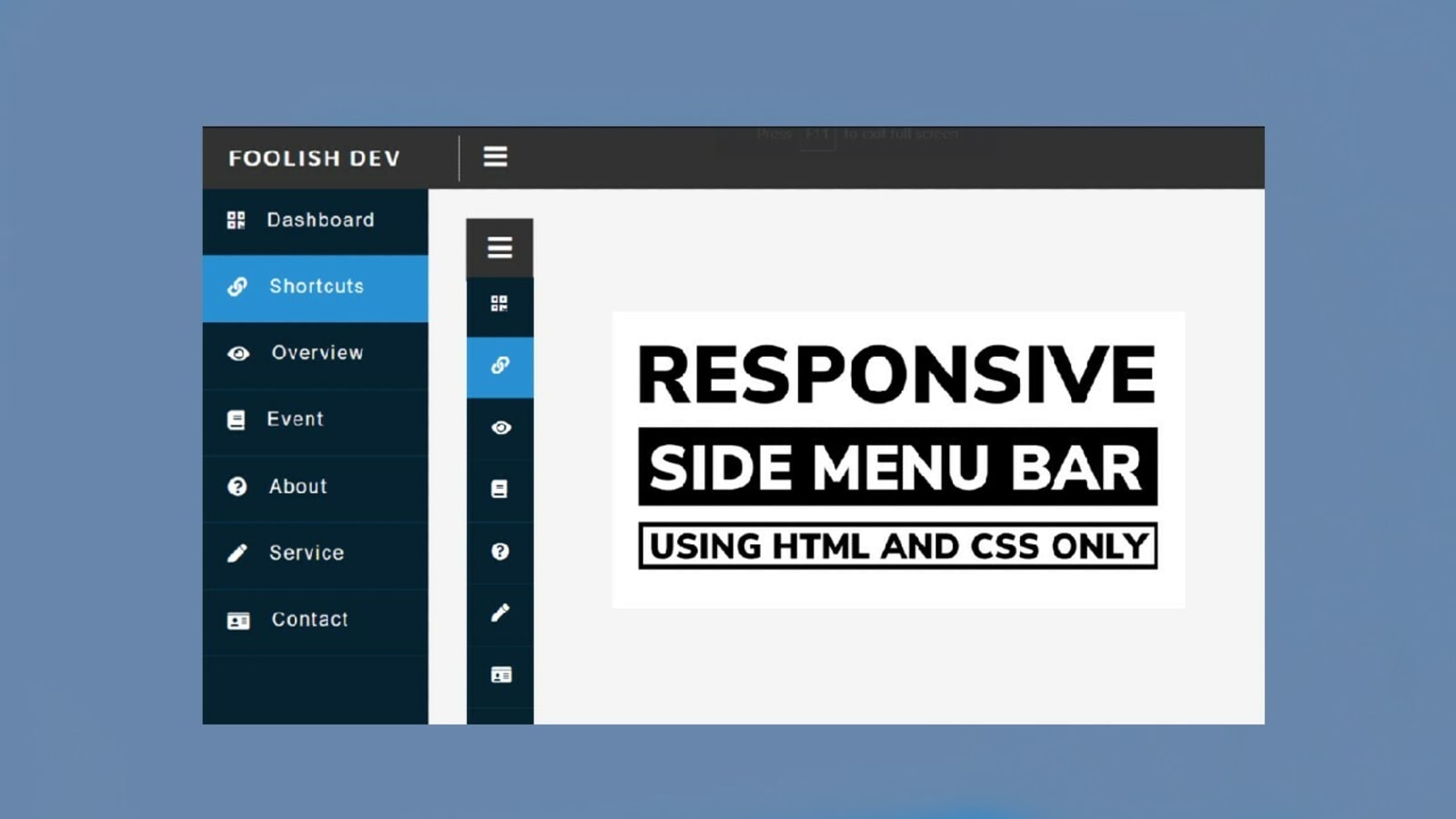 Responsive Side Navigation Bar in HTML CSS and JavaScript - DEV Community