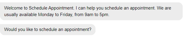 Opening message in the appointment scheduling conversation