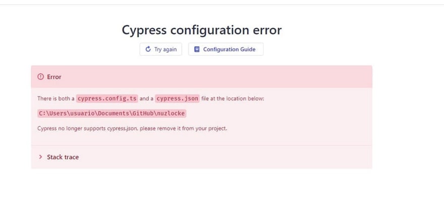 cypress error