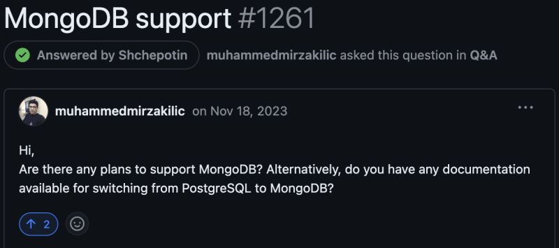 Community request to support MongoDB