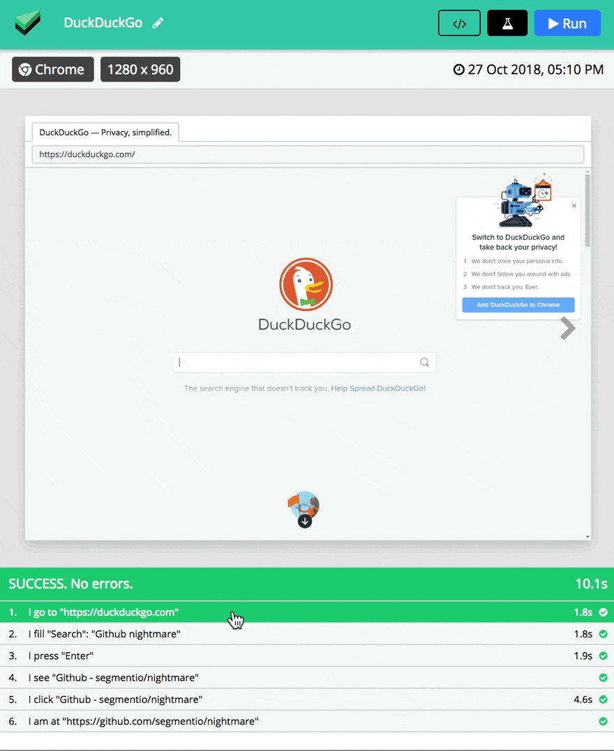 Testing DuckDuckGo