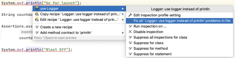 Replace All println for Logger