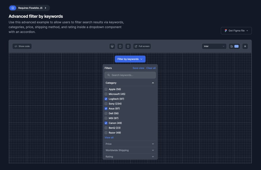 Tailwind CSS filter by keyword