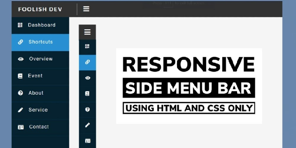 Responsive Side Navigation Bar in HTML CSS and JavaScript - DEV Community