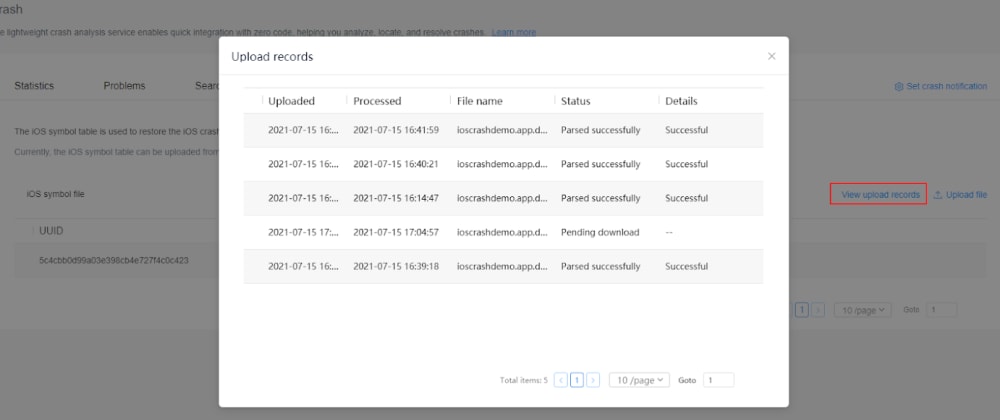 Generating and Uploading an iOS Symbol File Using Crash