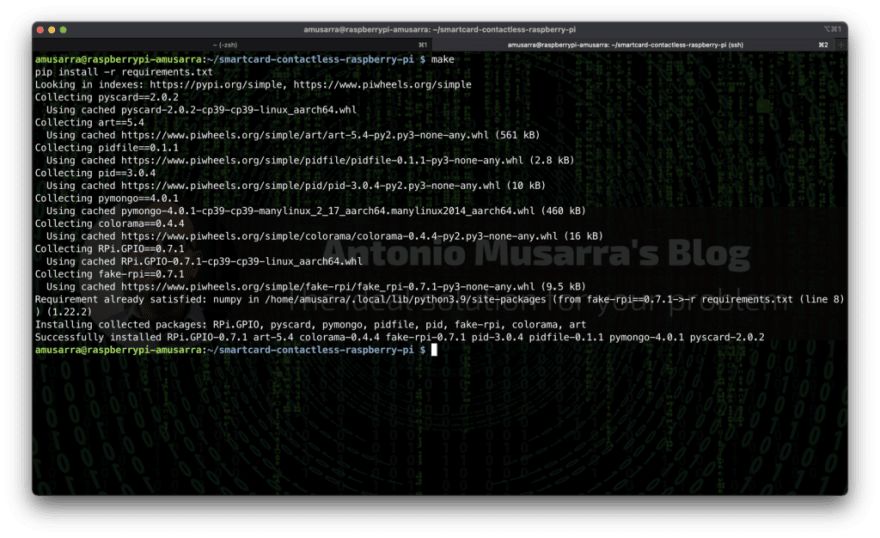 Figura 23 - Installazione delle dipendenze Python tramite il comando make