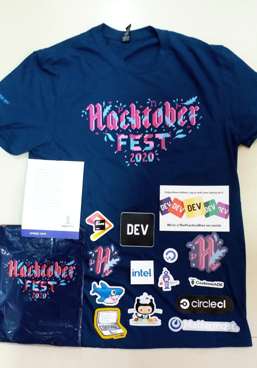 Hacktoberfest t-shirt and stickers