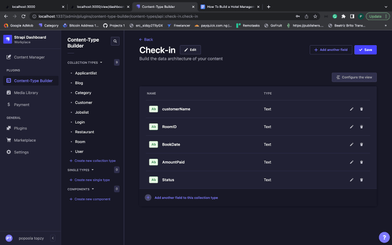 Fields in Check-In Collection-Type