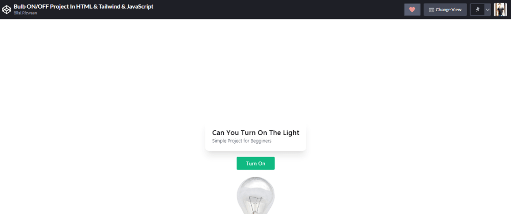 Cover image for Bulb ON/OFF Project In HTML & Tailwind & JavaScript