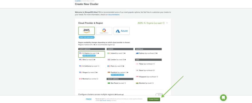 3 MongoDB Atlas Create Cluster