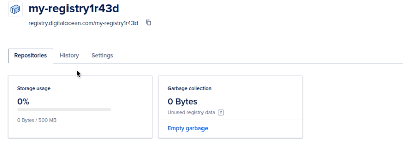 Digital ocean container registry dashboard