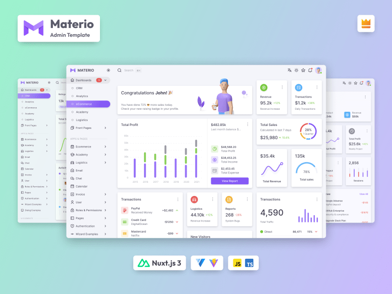 Materio Vuetify NuxtJS Admin Template