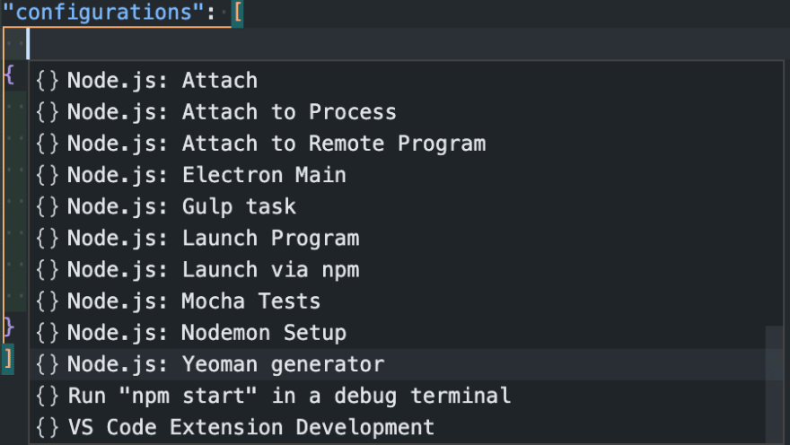 Configuration context menu