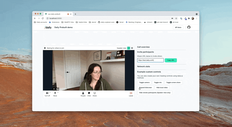 Click fullscreen button to make video call fullscreen