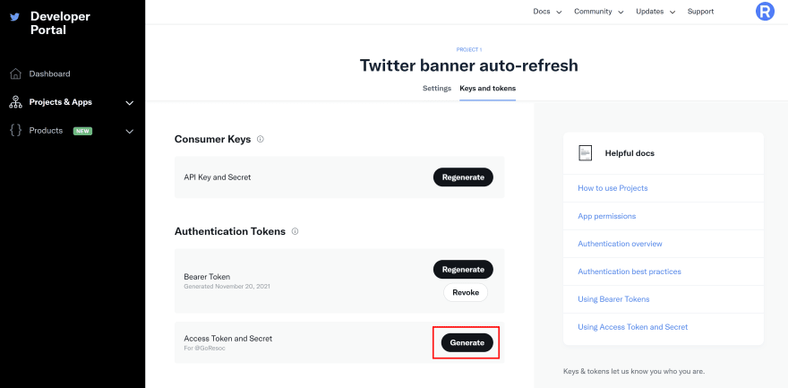 Generate access token