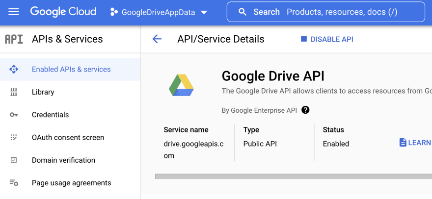 Enable Google Drive API