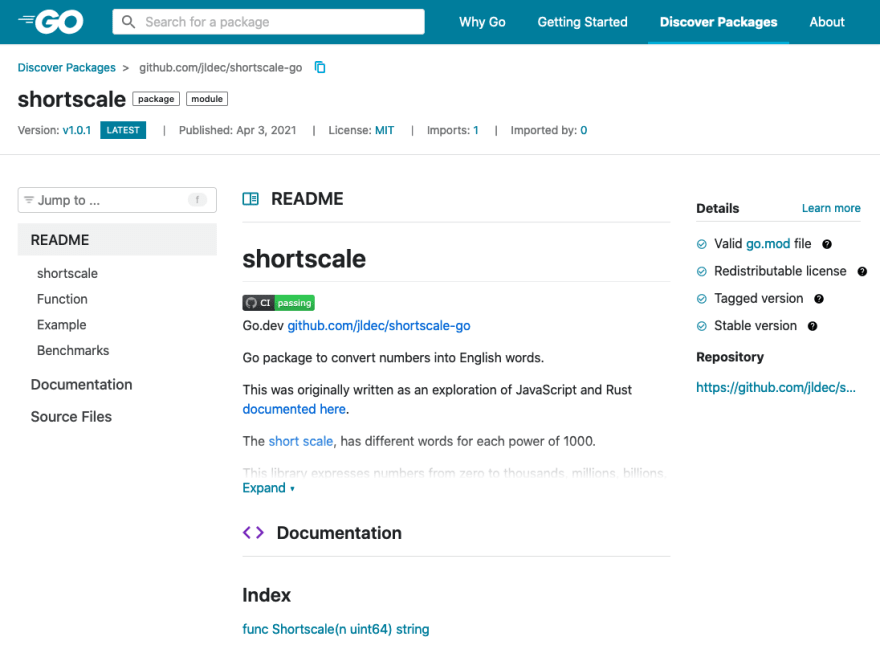 Module page for shortscale-go on go.dev