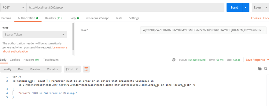 Magic Post Error: DID Token malformed or missing