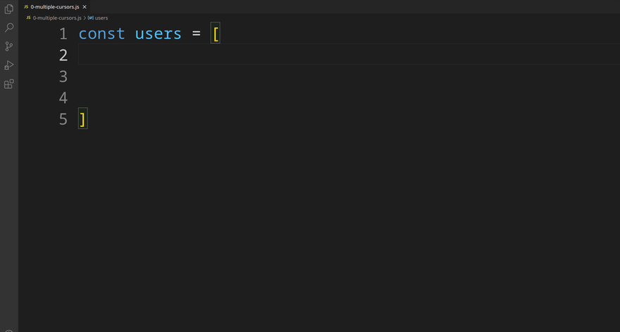 Multiple Cursors Shortcut Example