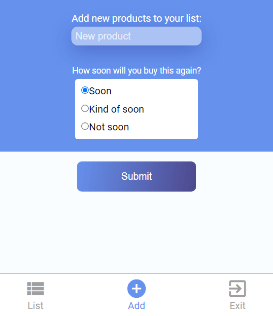 Add new products to our shopping list