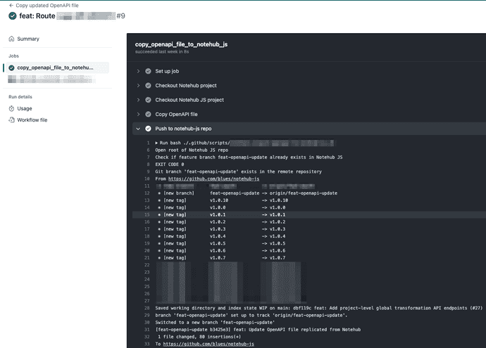 Details of a particular step inside of a GitHub Actions job expanded for review