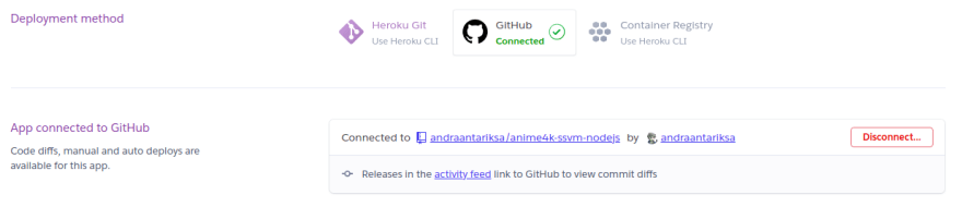 Connected GitHub repositories