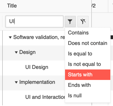 Filtering in the KendoReact Gantt Chart