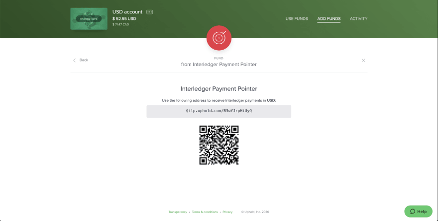 Generate an Interledger Payment pointer from Uphold