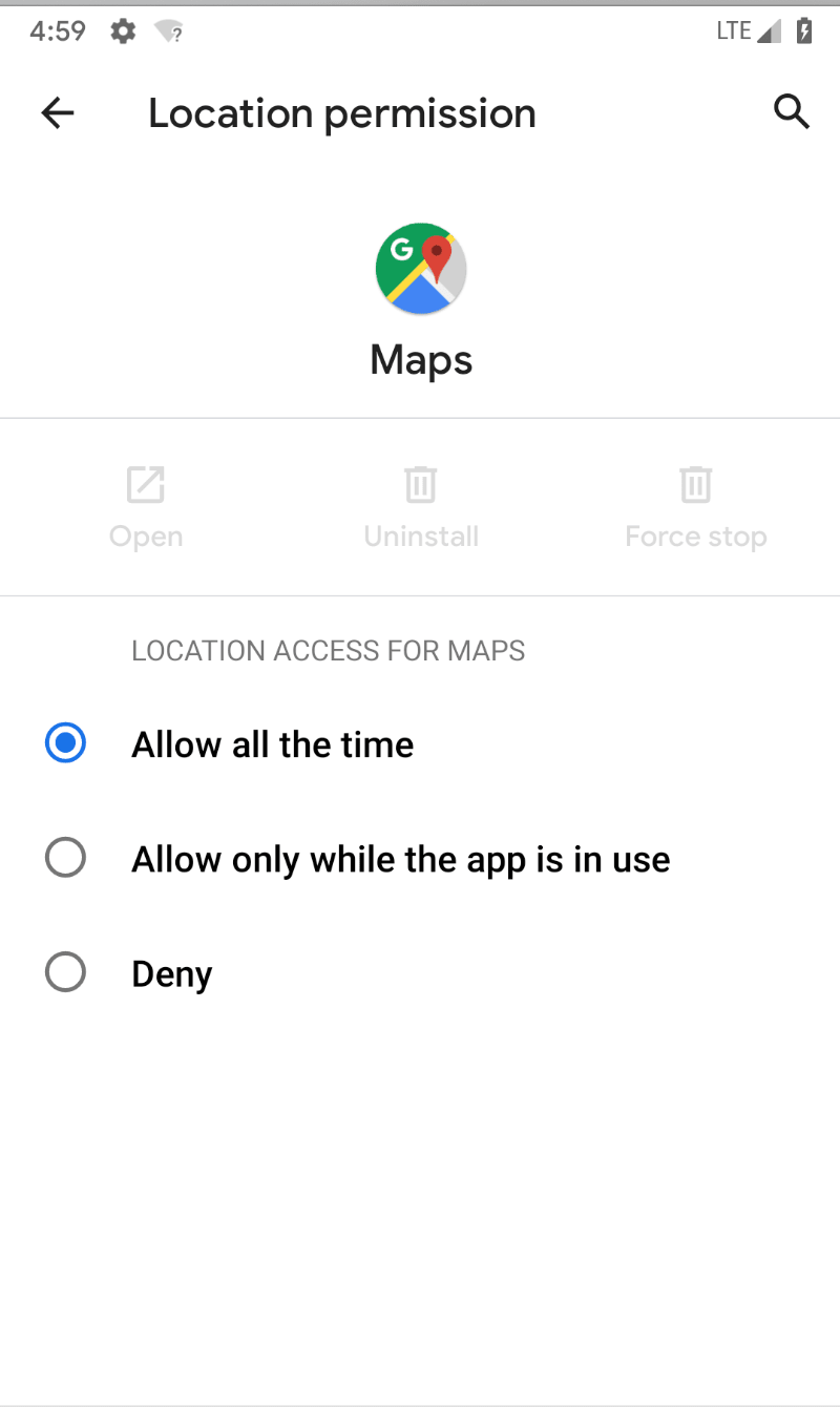 Location permission option