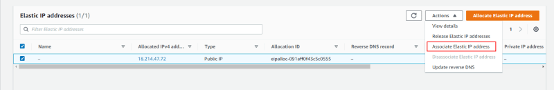 AWS Elastic IP Address Actions