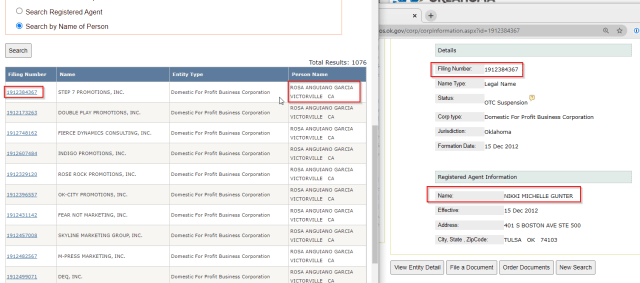 Oklahoma Secretary of State business search by person name
