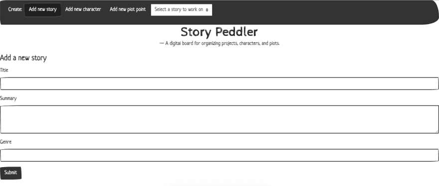 screenshot of application with new form visible