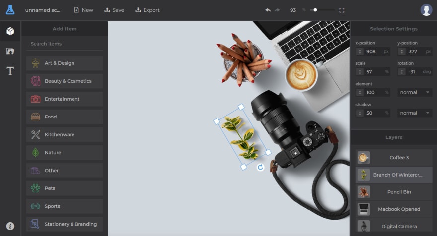 Create Flatlays Online with SceneLab