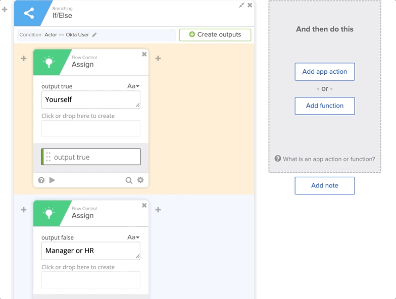 Creating output for If/Else card