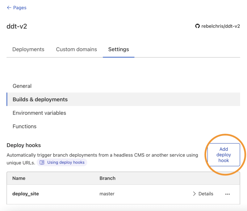 Cloudflare deploy hook