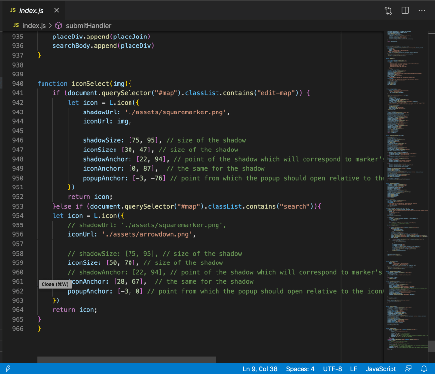 Showing large javascript file