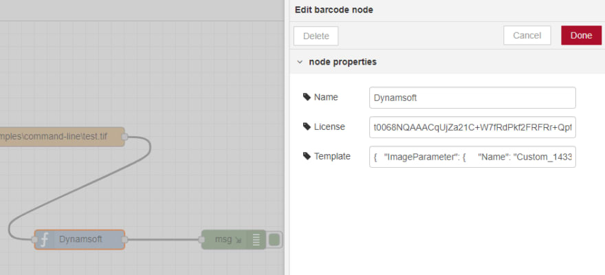 node red barcode license
