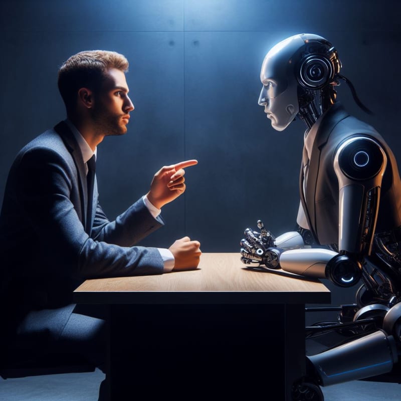 Humain débattant avec un robot