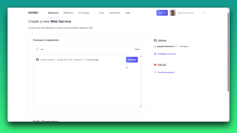 Select the repo by searching