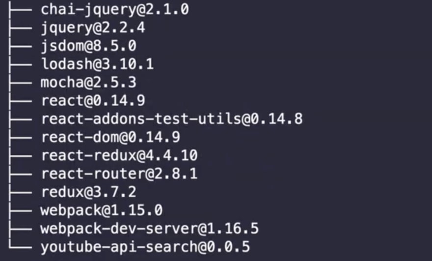 lista npm - profundidade = 0 saída