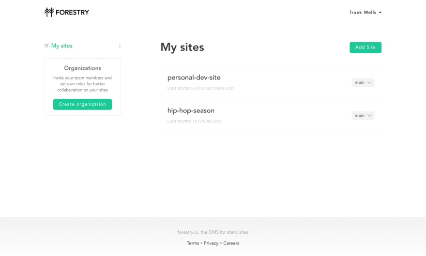 Adding a site in Forestry