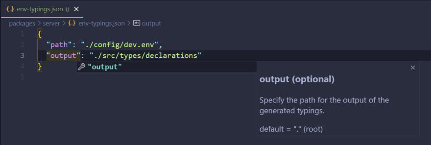 output option in config file