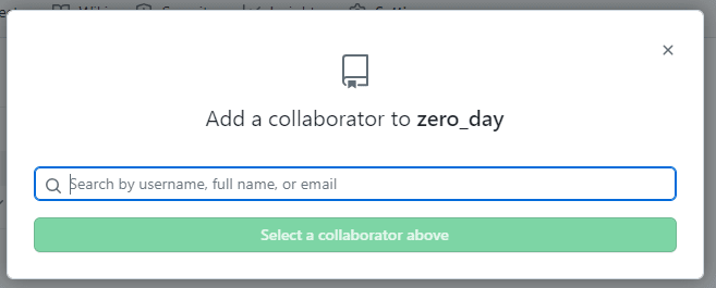 A screenshot image of where to enter collaborator's user name