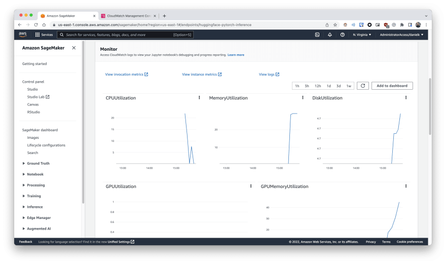 AWS SageMaker metrics